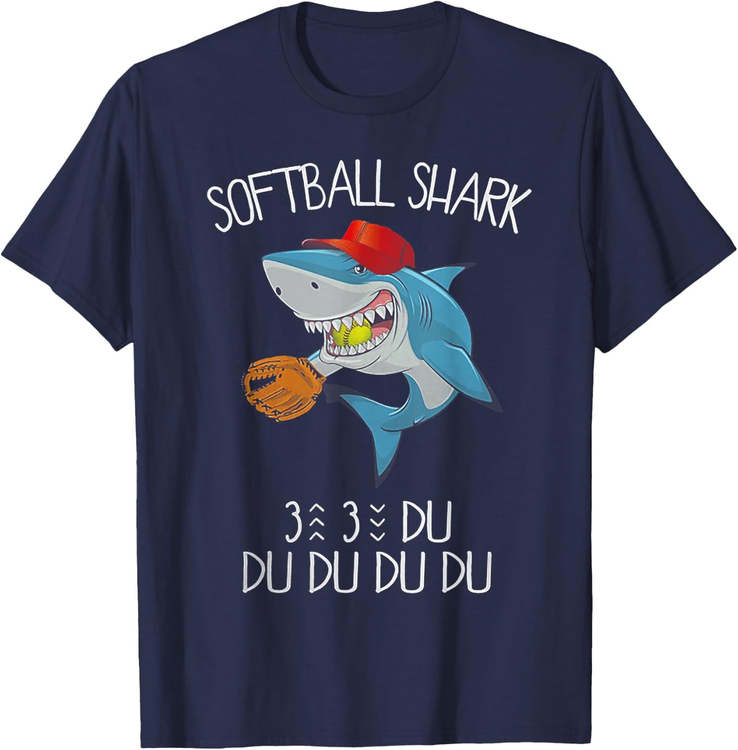 Funny Softball Shark 3 Du Du Du - Funny Softball Gift T-Shirt - T-Shirt | Navy