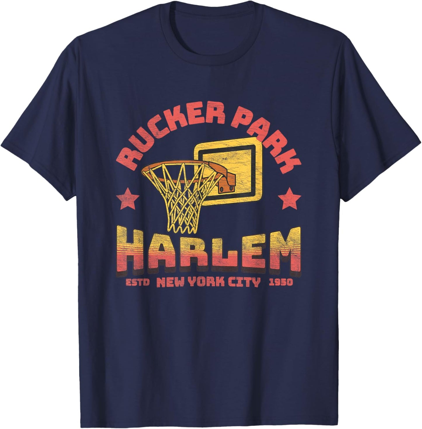 Retro Vintage 70s 80s Rucker Park Harlem New York T-Shirt - T-Shirt | Navy
