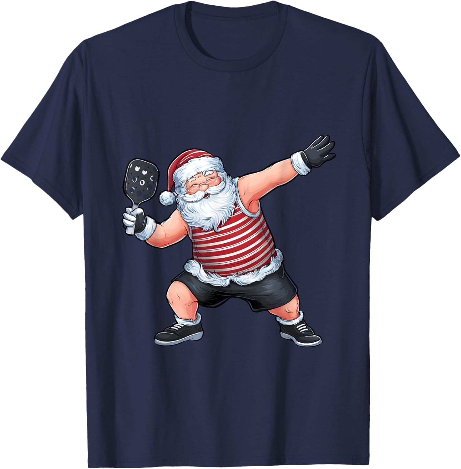 Funny Santa Clause Playing Pickleball Christmas Father's Day T-Shirt - T-Shirt | Navy