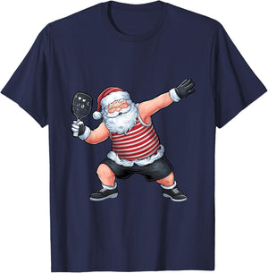 Funny Santa Clause Playing Pickleball Christmas Father's Day T-Shirt - T-Shirt | Navy