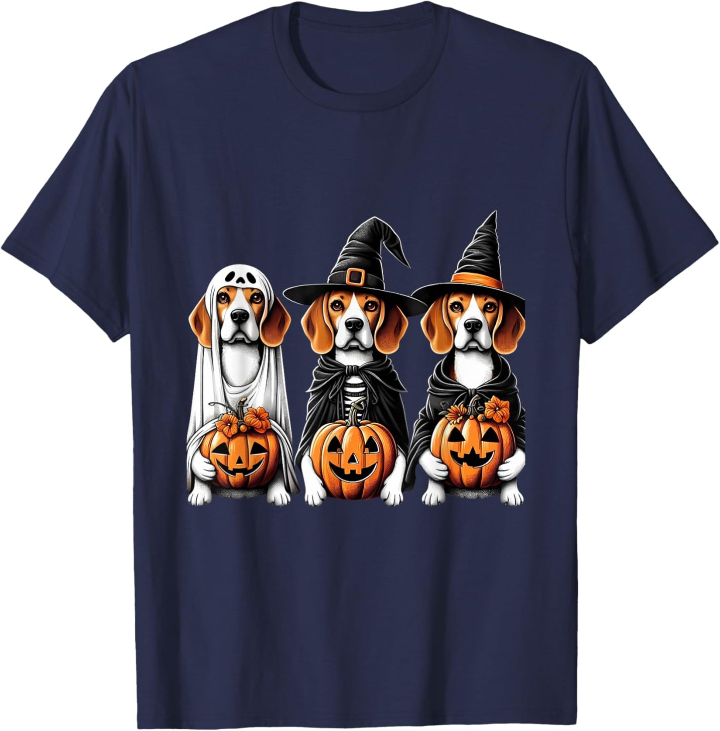 Beagle Ghost Halloween Dog Lovers Men Women Kids T-Shirt - T-Shirt | Navy