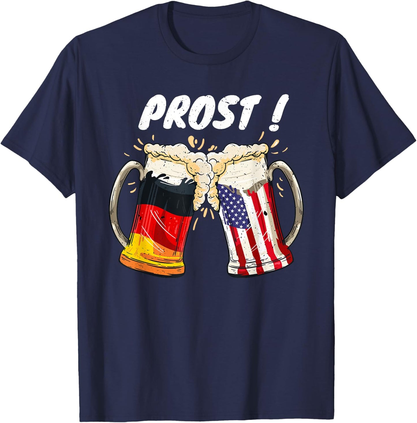Prost Beer German American Flag Oktoberfest Mug T-Shirt - T-Shirt | Navy