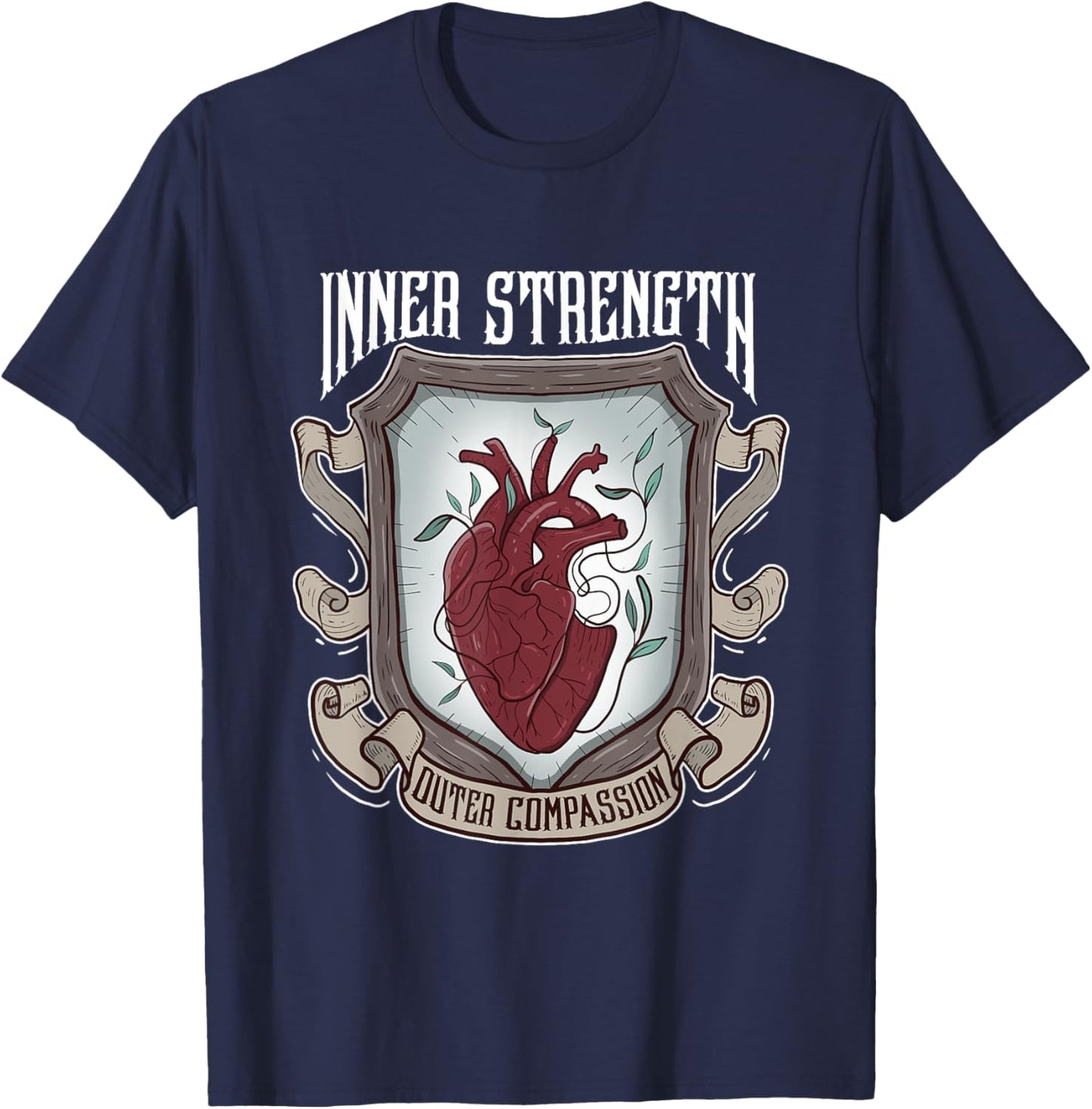 Inner Strength Outer Compassion Social Phobia Anxiety T-Shirt - T-Shirt | Navy