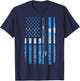 American Flag Fish Fisher Fisherman Funny Bass Fishing USA T-Shirt - T-Shirt | Navy
