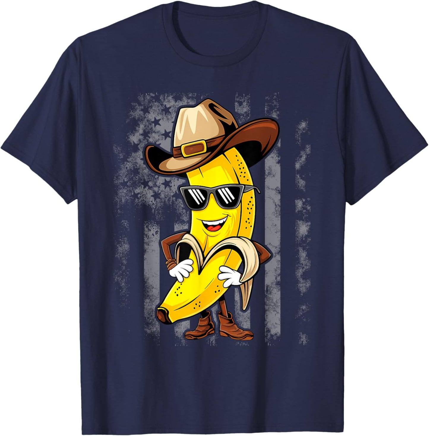 Banana Cowboy Cowgirl Country Western Novelty Funny Banana T-Shirt - T-Shirt | Navy