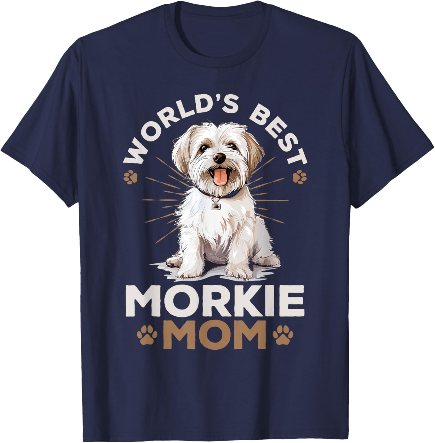 Morkie Dog Breed Pet World's Best Morkie Mom Women Girls Kids T-Shirt - T-Shirt | Navy