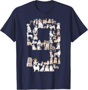 Fun 9th Birthday Boys Kids Girls Dog Lovers 9 Year Old T-Shirt - T-Shirt | Navy