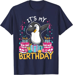 Its My Birthday Animal Kids Cake Gift Funny Dabbing Penguin T-Shirt - T-Shirt | Navy