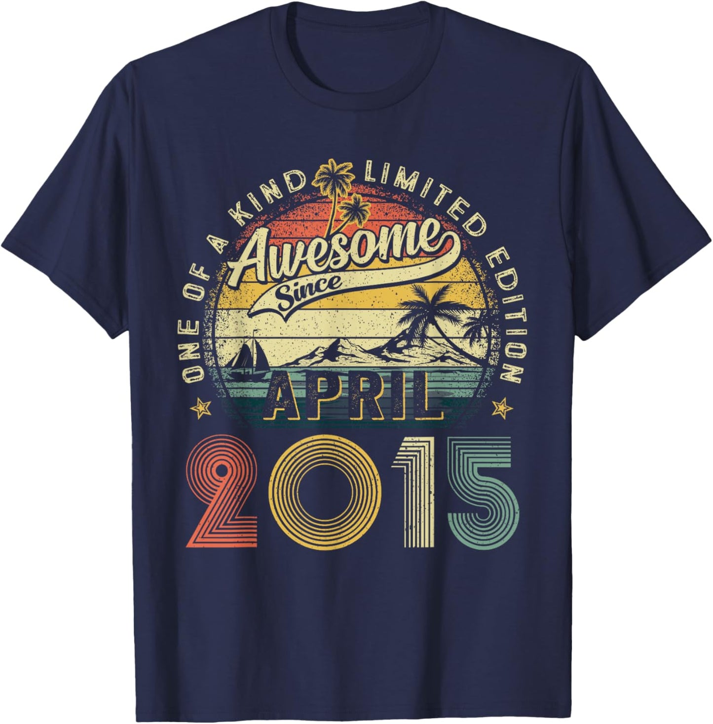 Awesome since April 2015 10th Birthday Boys Girl 10 Year Old T-Shirt - T-Shirt | Navy