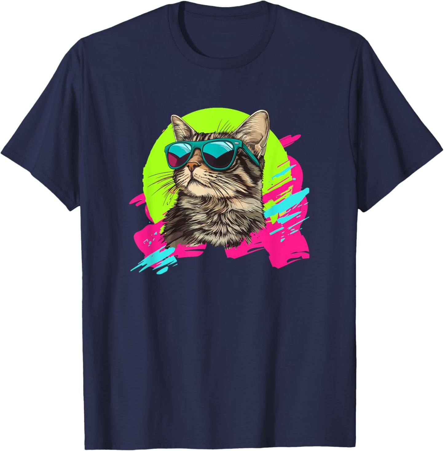 Retro Vintage Brown Tabby Cat Lover Men Women Girls Kids T-Shirt - T-Shirt | Navy