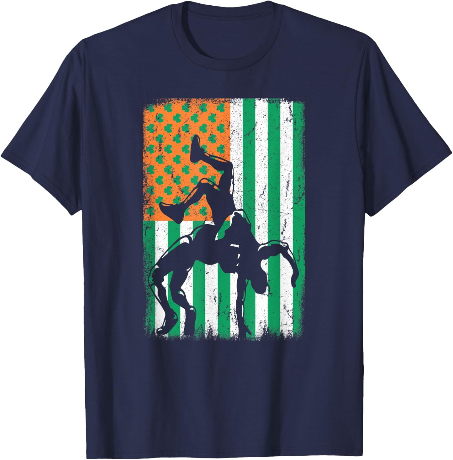 Wrestling Irish USA American Flag St Patrick's Day Wrestler Kids Men T-Shirt - T-Shirt | Navy