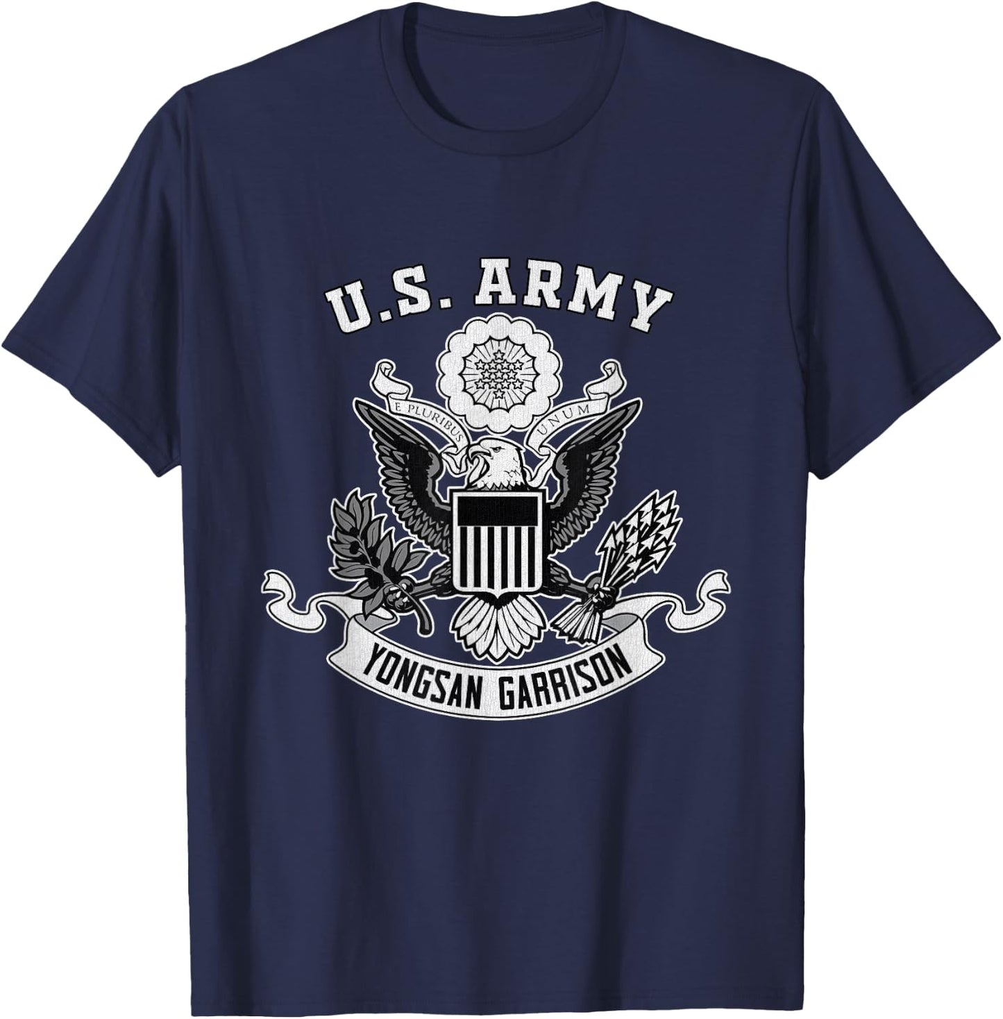 Yongsan Garrison South Korea Military Base Eagle Emblem T-Shirt - T-Shirt | Navy