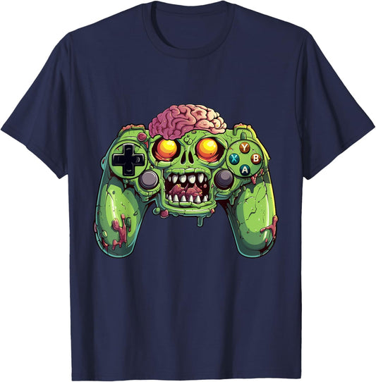 Halloween Skeleton Zombie Gaming Controllers Mummy Boys Kids T-Shirt - T-Shirt | Navy
