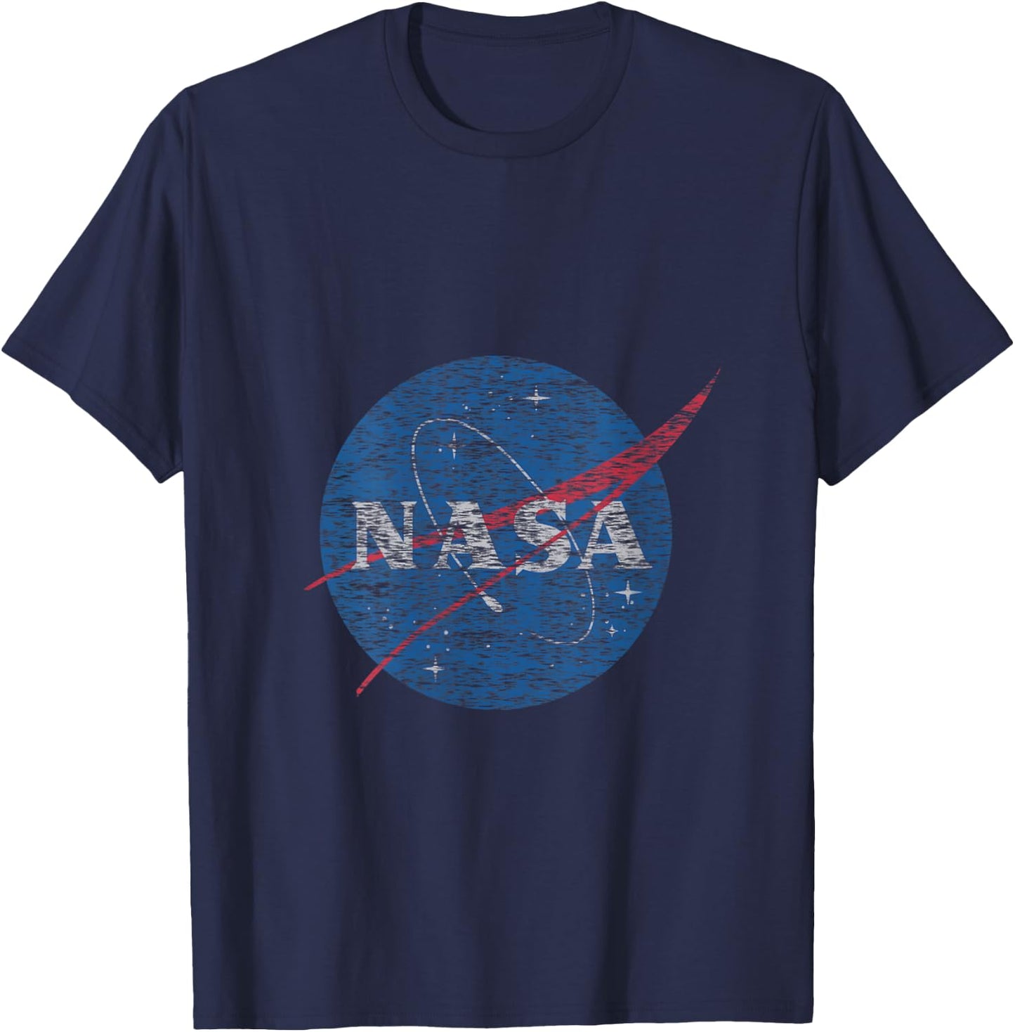 NASA Distressed Vintage Classic Logo V-Neck T-Shirt - T-Shirt | Navy