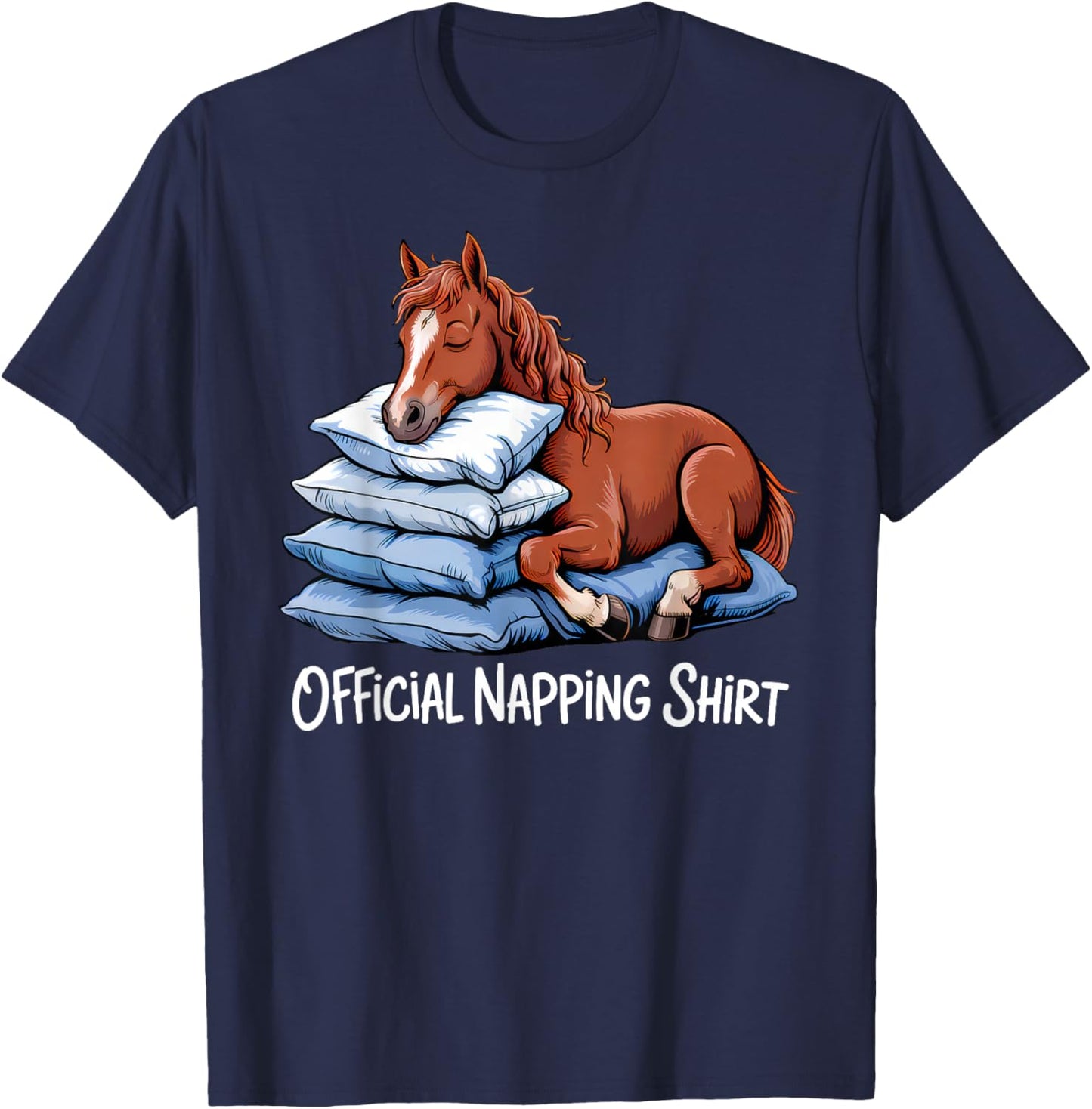 Funny Horse Sleeping Horse Lover Official Napping Cute T-Shirt - T-Shirt | Navy