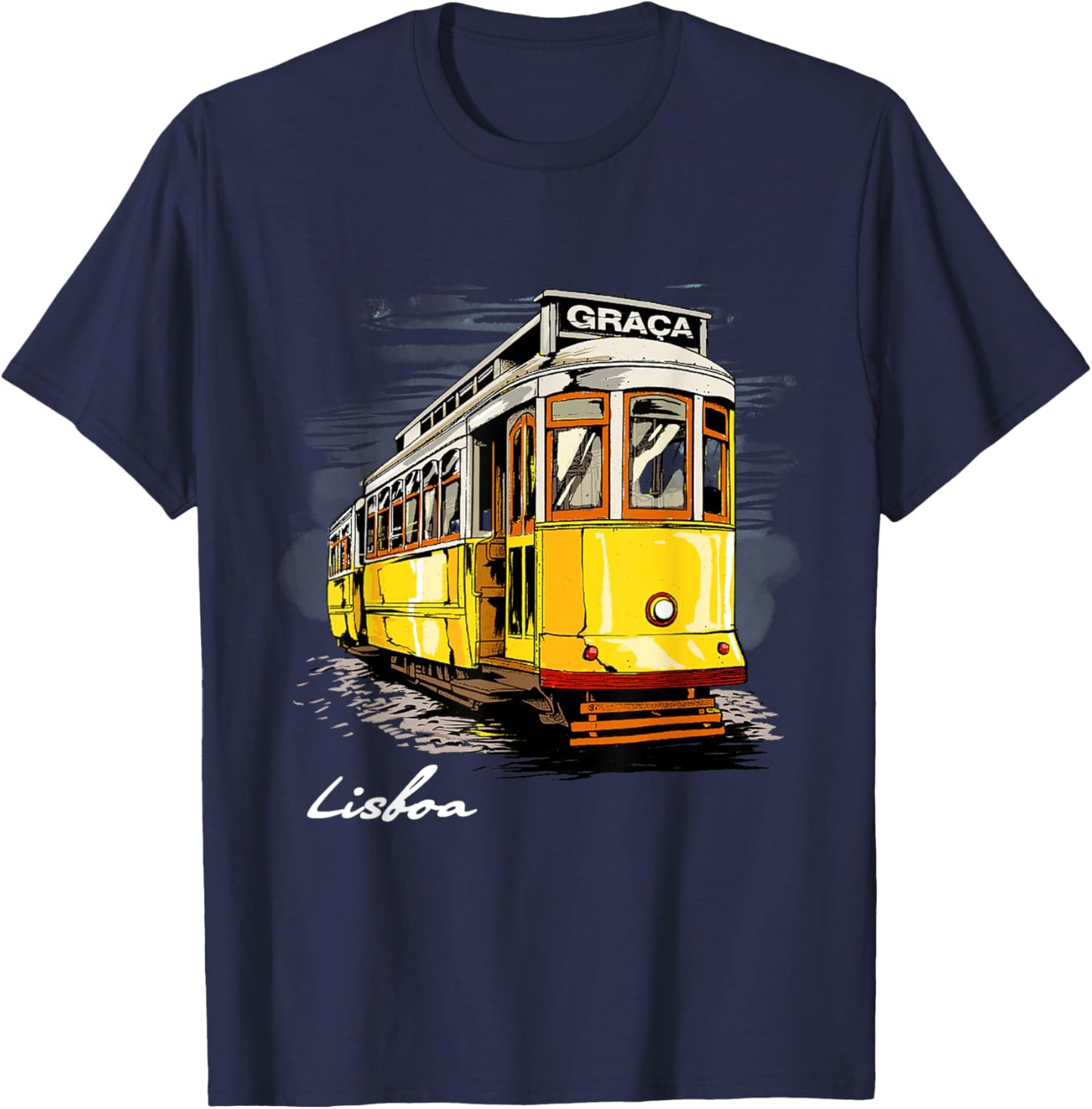 Portugal Lisbon Shirt Lisboa Cable Car Travel Tram Souvenir T-Shirt - T-Shirt | Navy