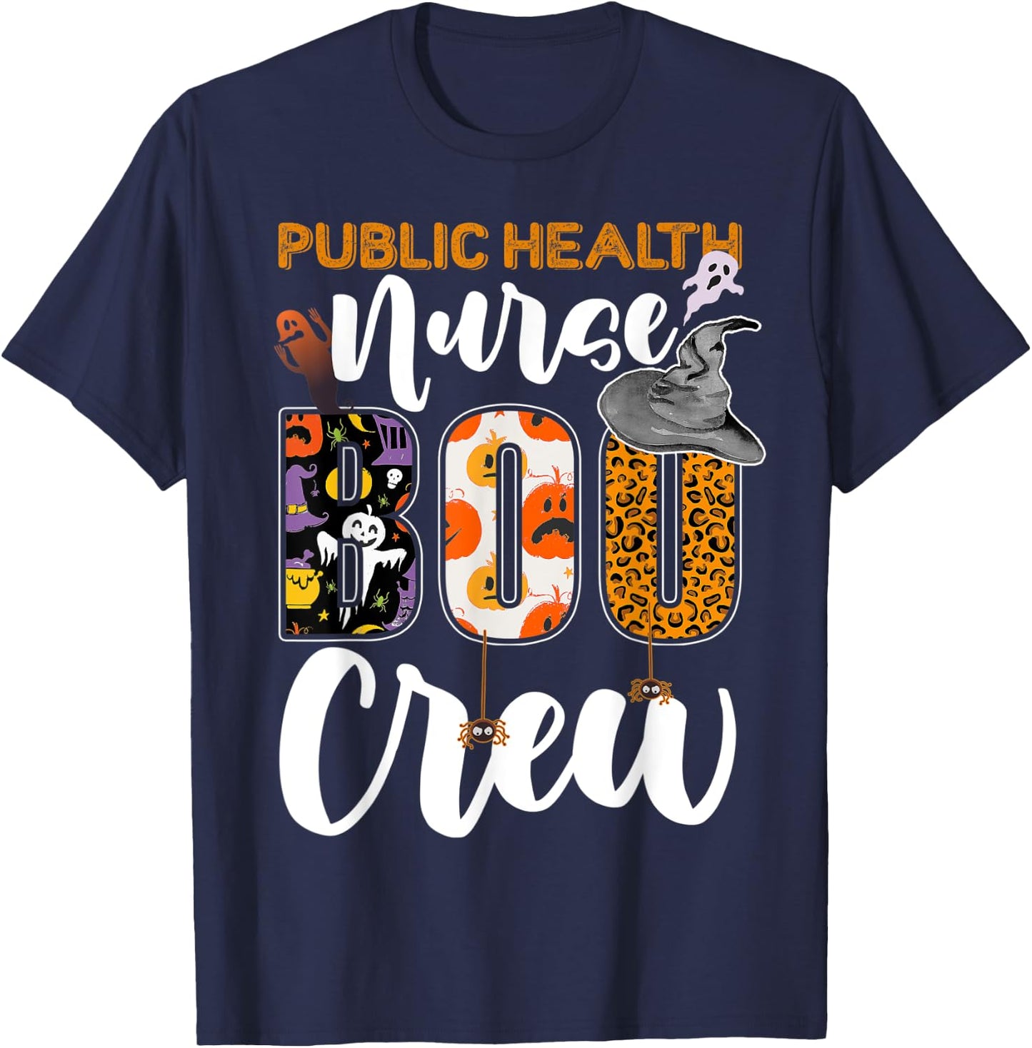 Public Health Nurse Boo Crew Halloween Matching T-Shirt - T-Shirt | Navy