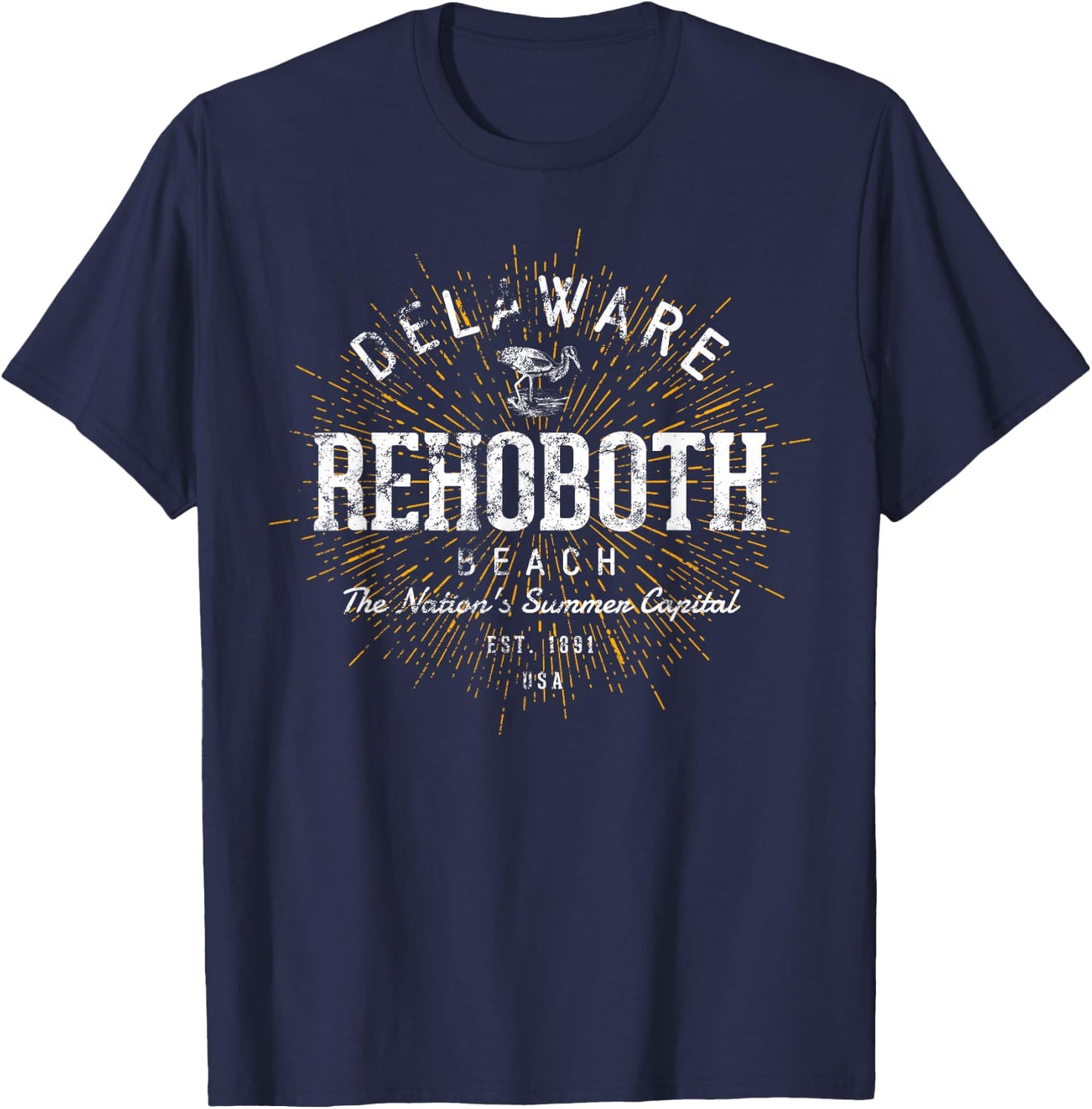 Retro Vintage Rehoboth Beach T-Shirt - T-Shirt | Navy