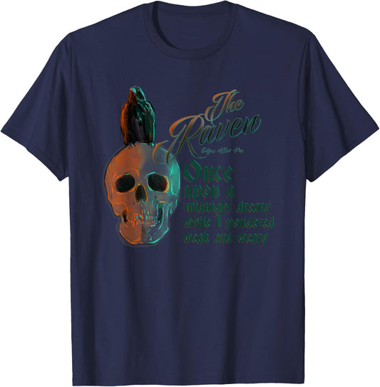The Raven, Edgar Allan Poe, Fan Art and gifts T-Shirt - T-Shirt | Navy