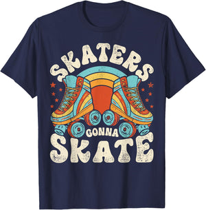 Roller Skating Funny Skaters Gonna Skate Retro 70s 80s Girls T-Shirt - T-Shirt | Navy