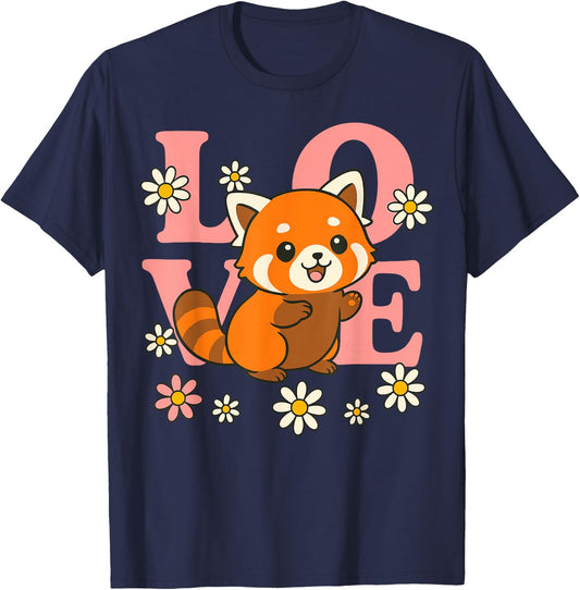 Red Panda Love T-Shirt - T-Shirt | Navy