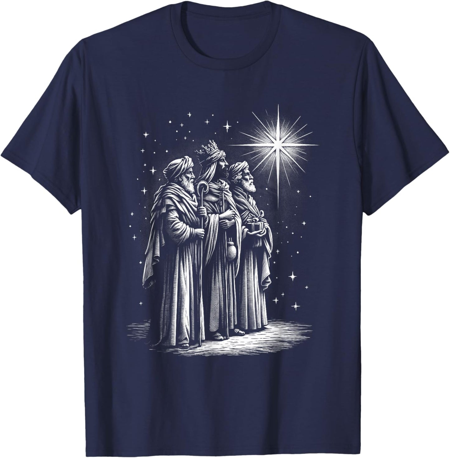 Timeless Epoch Artwork Collection Vintage Magi Journey - Three Wise Men - Religious Christmas T-Shirt - T-Shirt | Navy