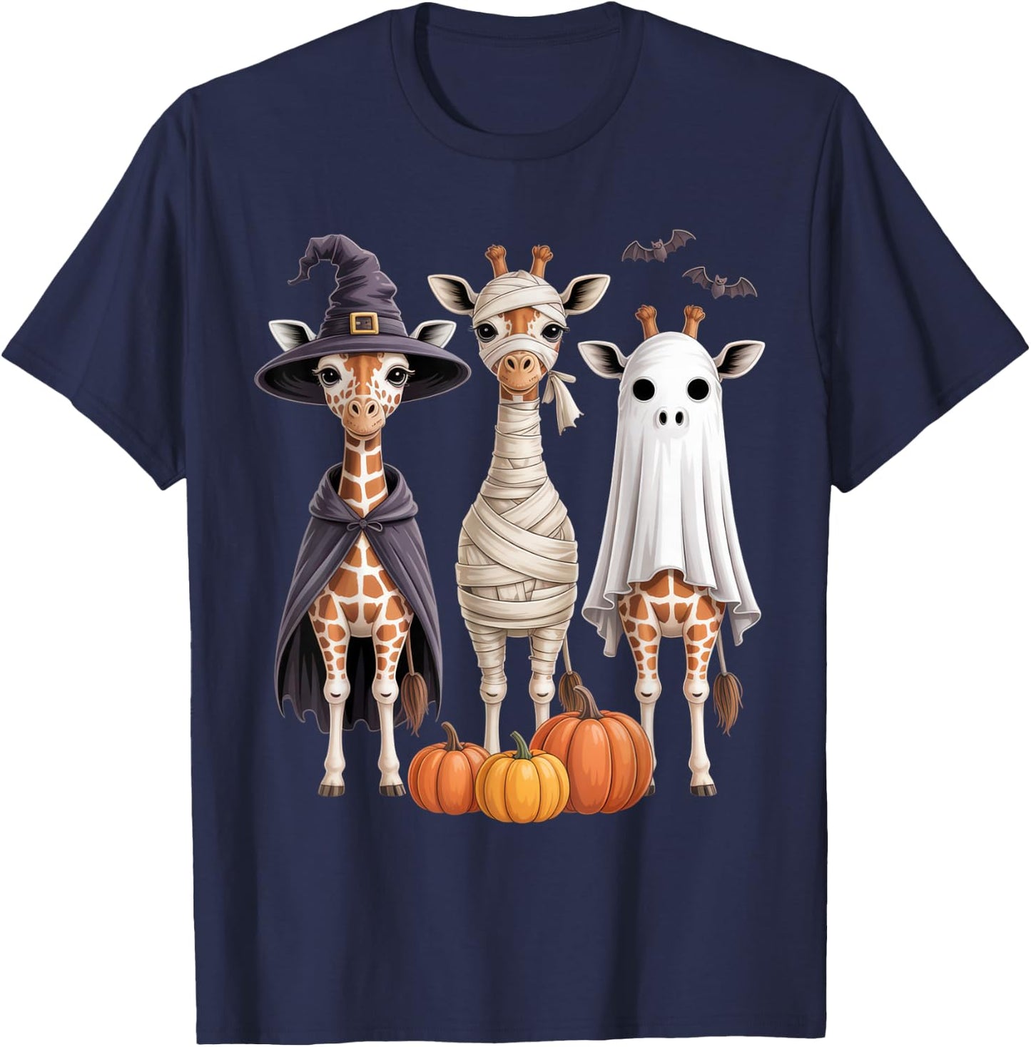 Halloween Giraffe Trio Costume Fun for Animal Lovers T-Shirt - T-Shirt | Navy