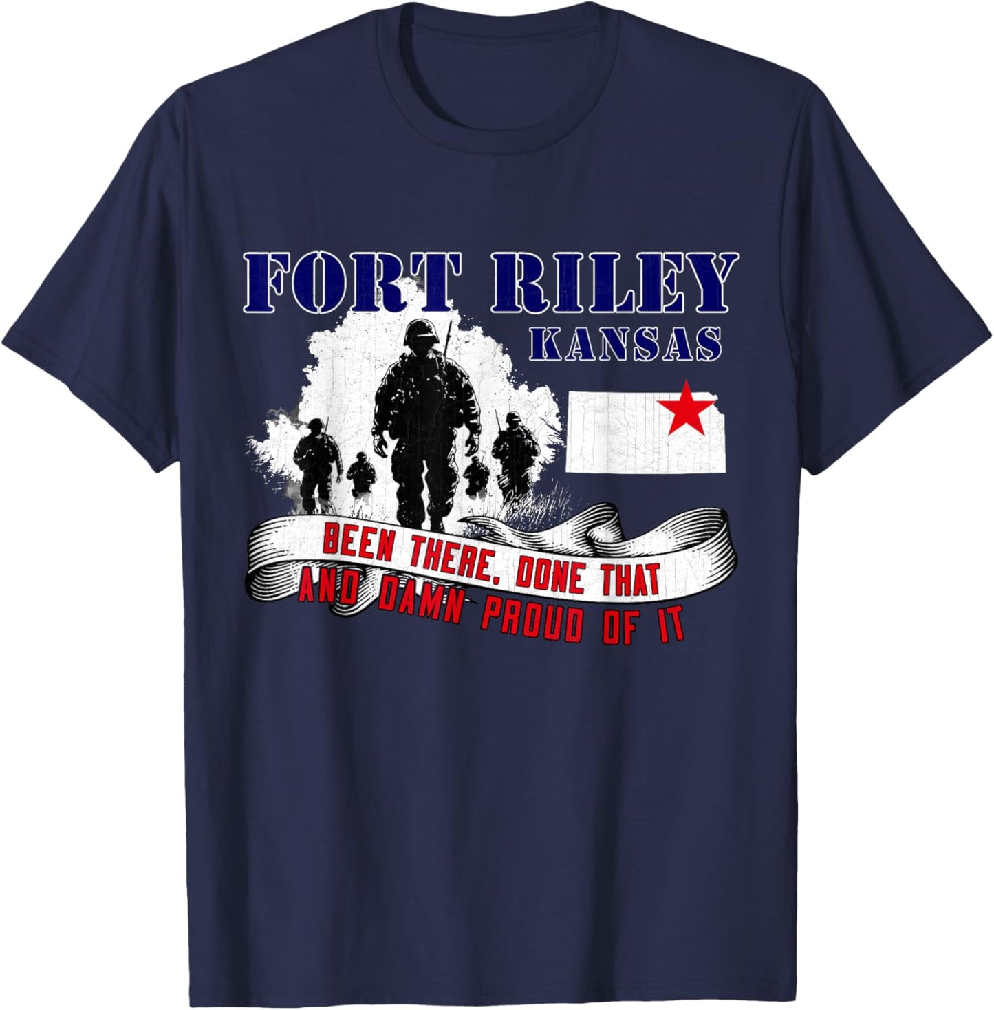 Fort Riley Kansas US Military Base Veterans Day Gifts T-Shirt - T-Shirt | Navy