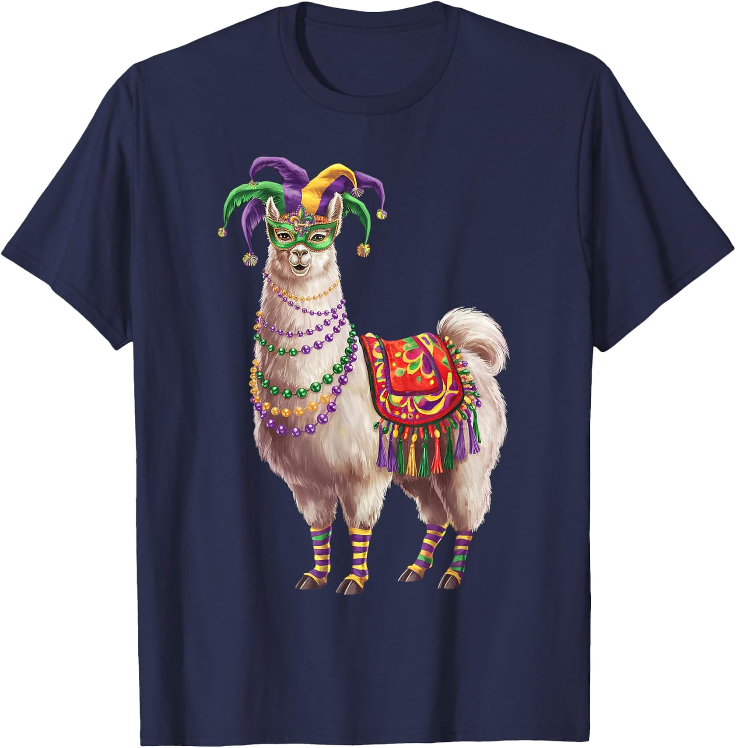 Mardi Gras Funny Llama No Probllama New Orleans Louisiana T-Shirt - T-Shirt | Navy