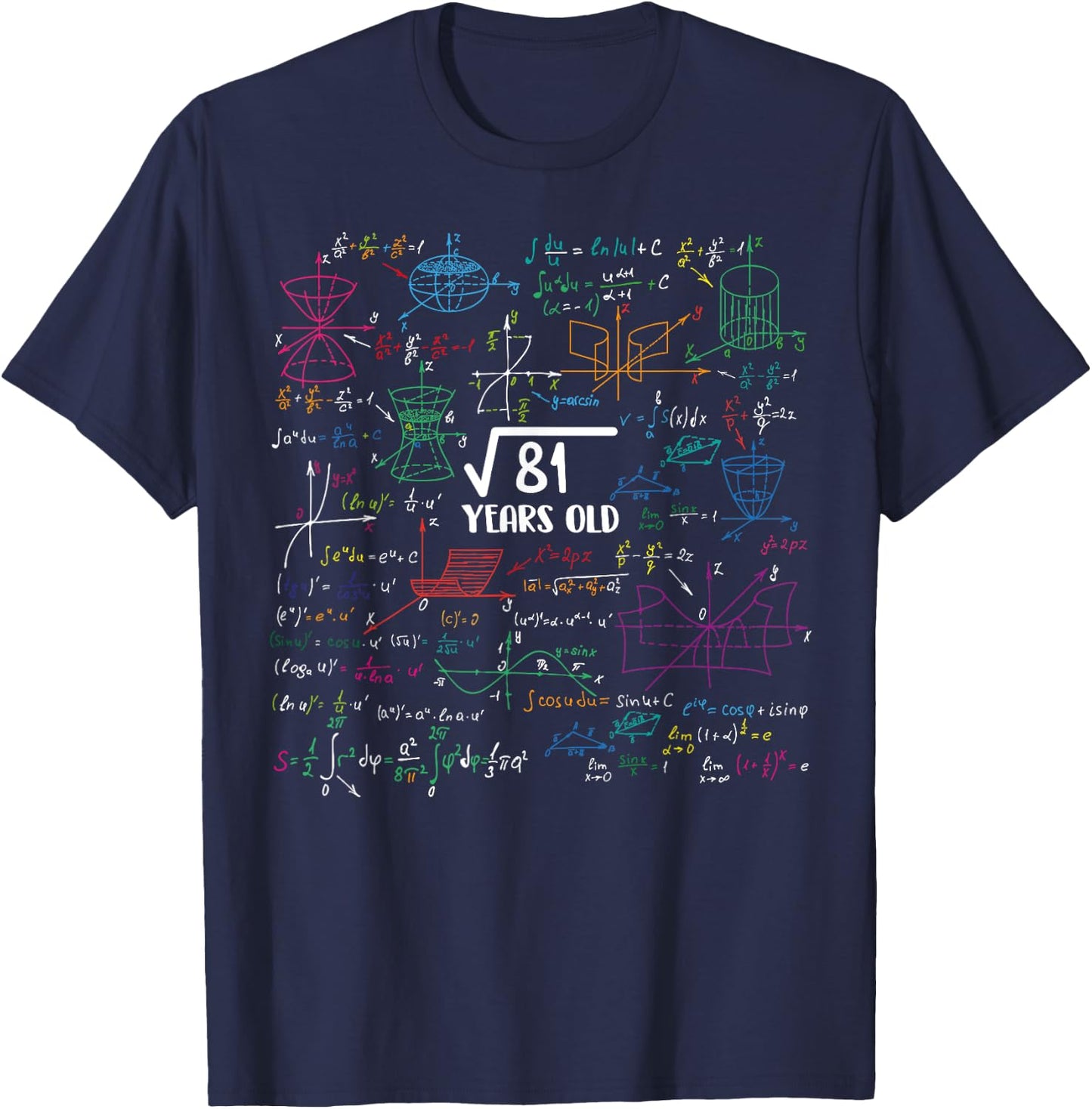9 Year Old Math Lovers 9th Birthday Gift Square Root of 81 T-Shirt - T-Shirt | Navy