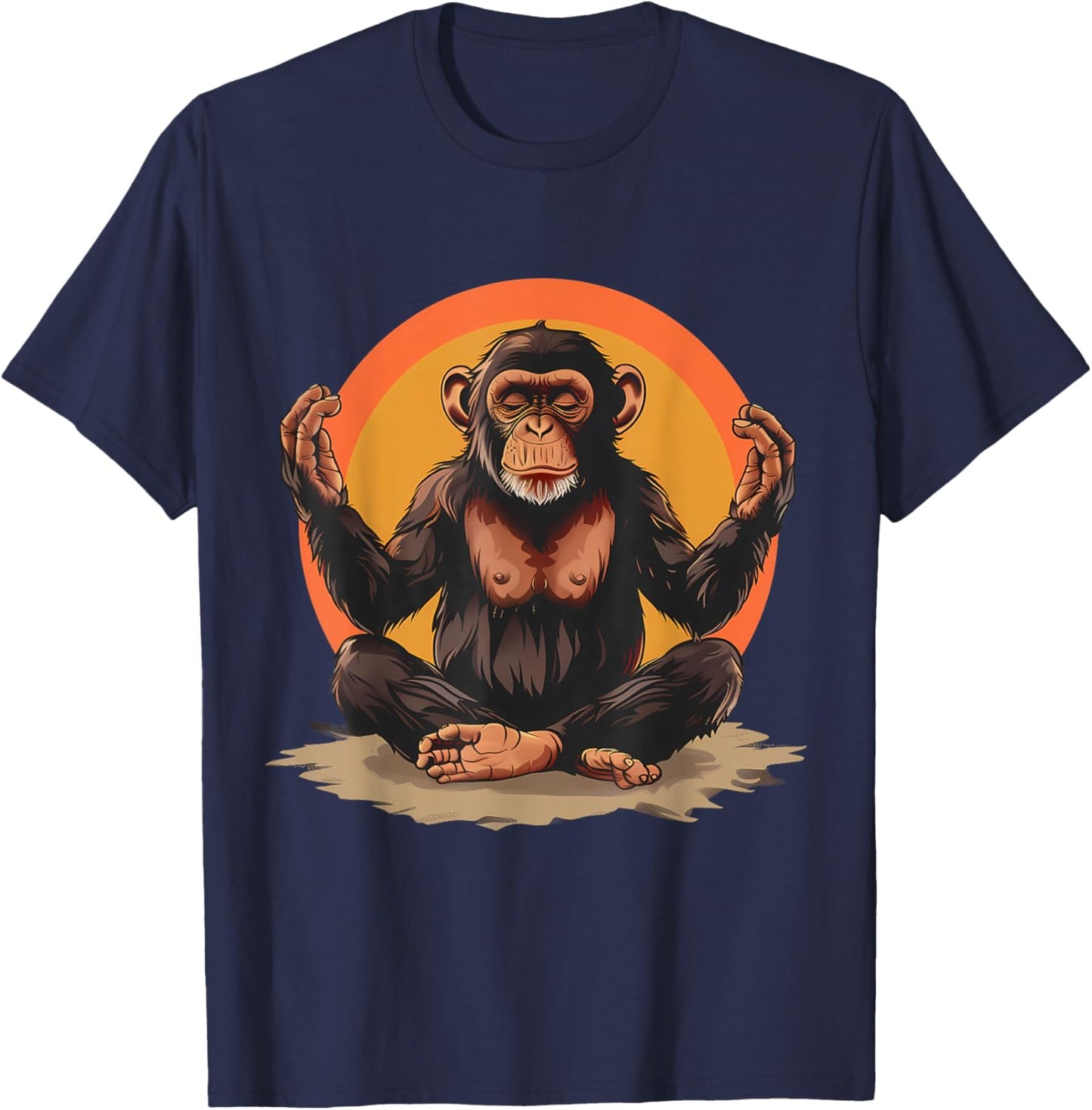Meditation Monkey Spiritual Yoga Zen Buddha Hindu Buddhist T-Shirt - T-Shirt | Navy