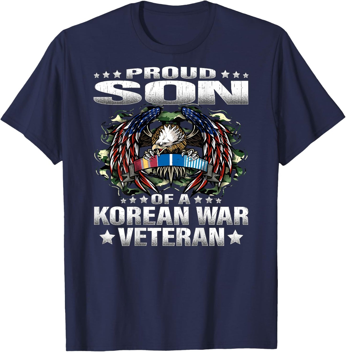 Proud Son Of A Korean War Veteran Military Vet's Child Gift T-Shirt - T-Shirt | Navy