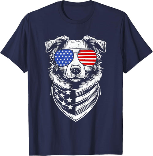 Australian Shepherd Patriotic 4th of July American US Flag