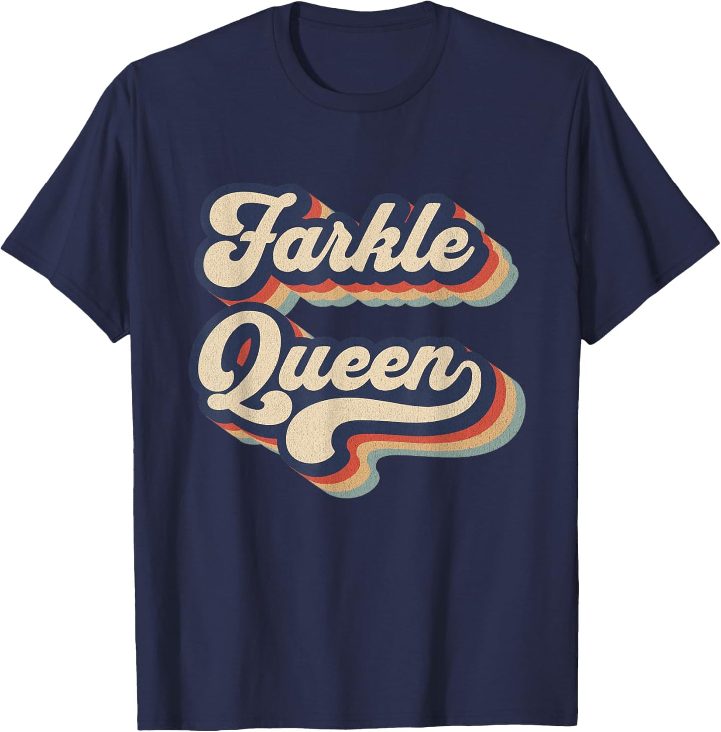 Farkle Queen Vintage Farkle Dice Game T-Shirt - T-Shirt | Navy