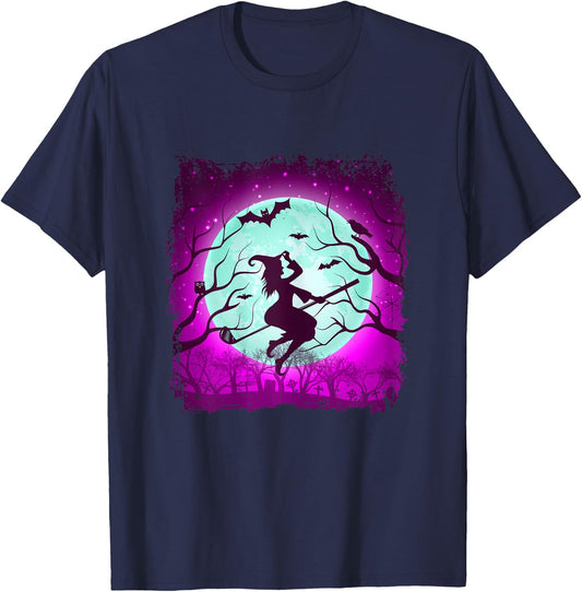 Golf Witch Riding Golf Stick Funny Halloween Golf Player T-Shirt - T-Shirt | Navy