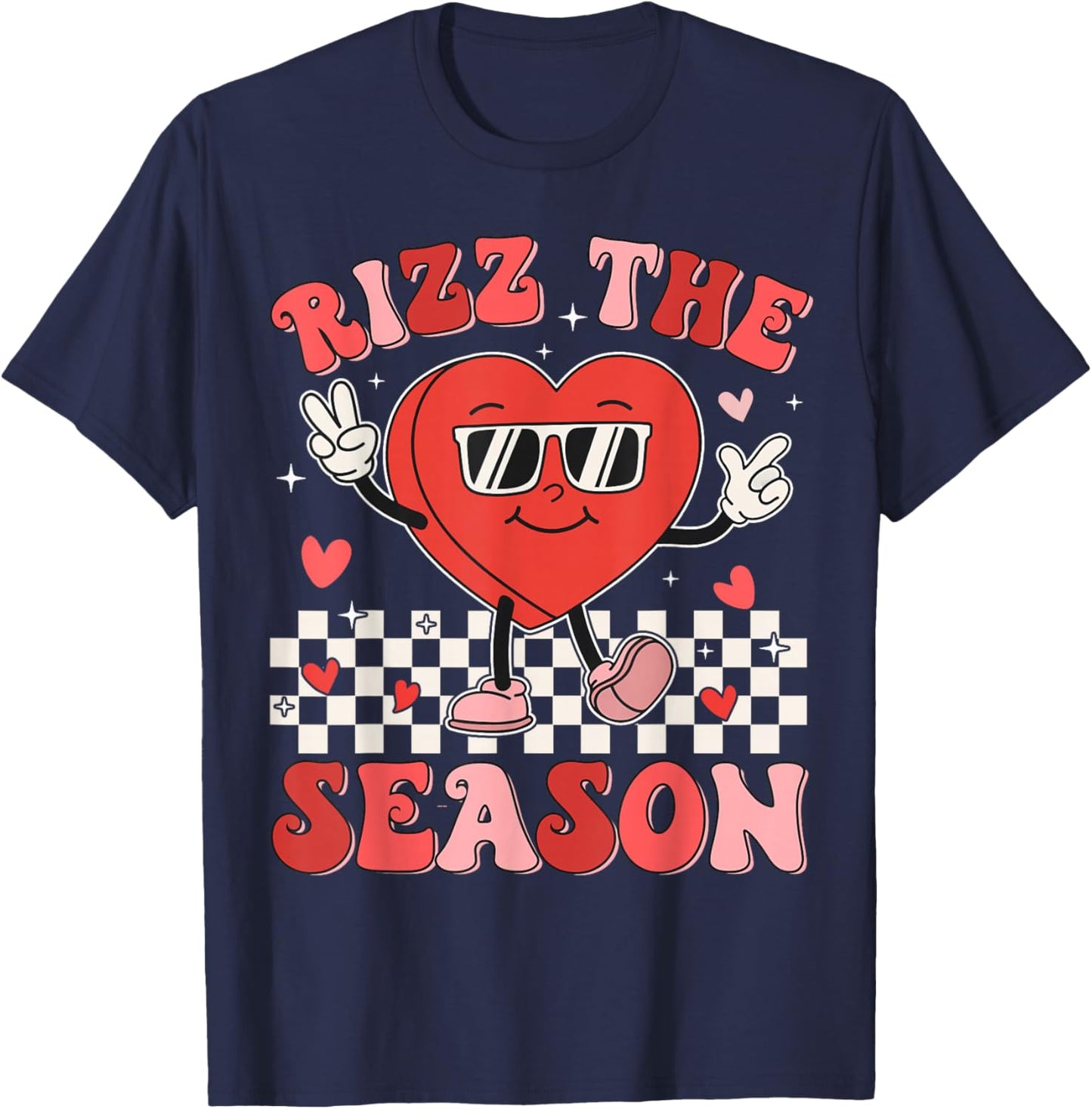 Rizz the Season Funny Valentine Groovy Valentine Rizzler T-Shirt - T-Shirt | Navy