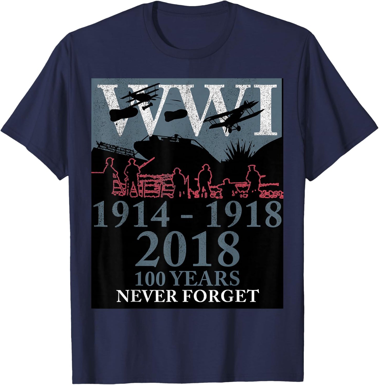 World War One WW1 WWI 100 Years Anniversary Momento T-Shirt - T-Shirt | Navy
