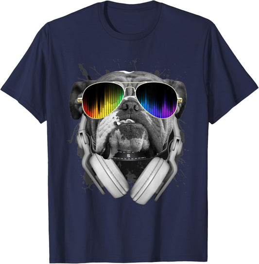bulldog dj Men Women T-Shirt - T-Shirt | Navy