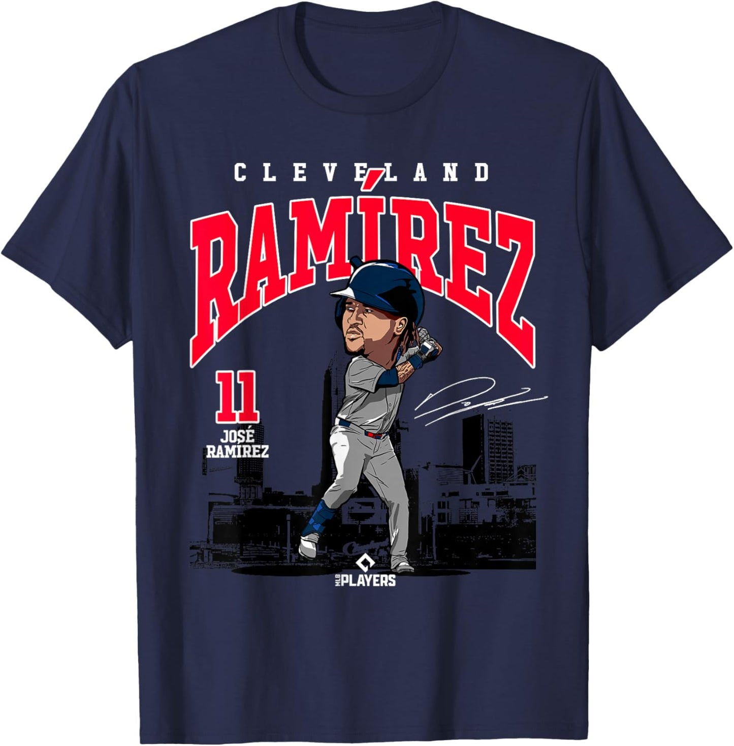 José Ramírez | Cleveland Baseball MLB Players | MLBJRAM4030 T-Shirt - T-Shirt | Navy