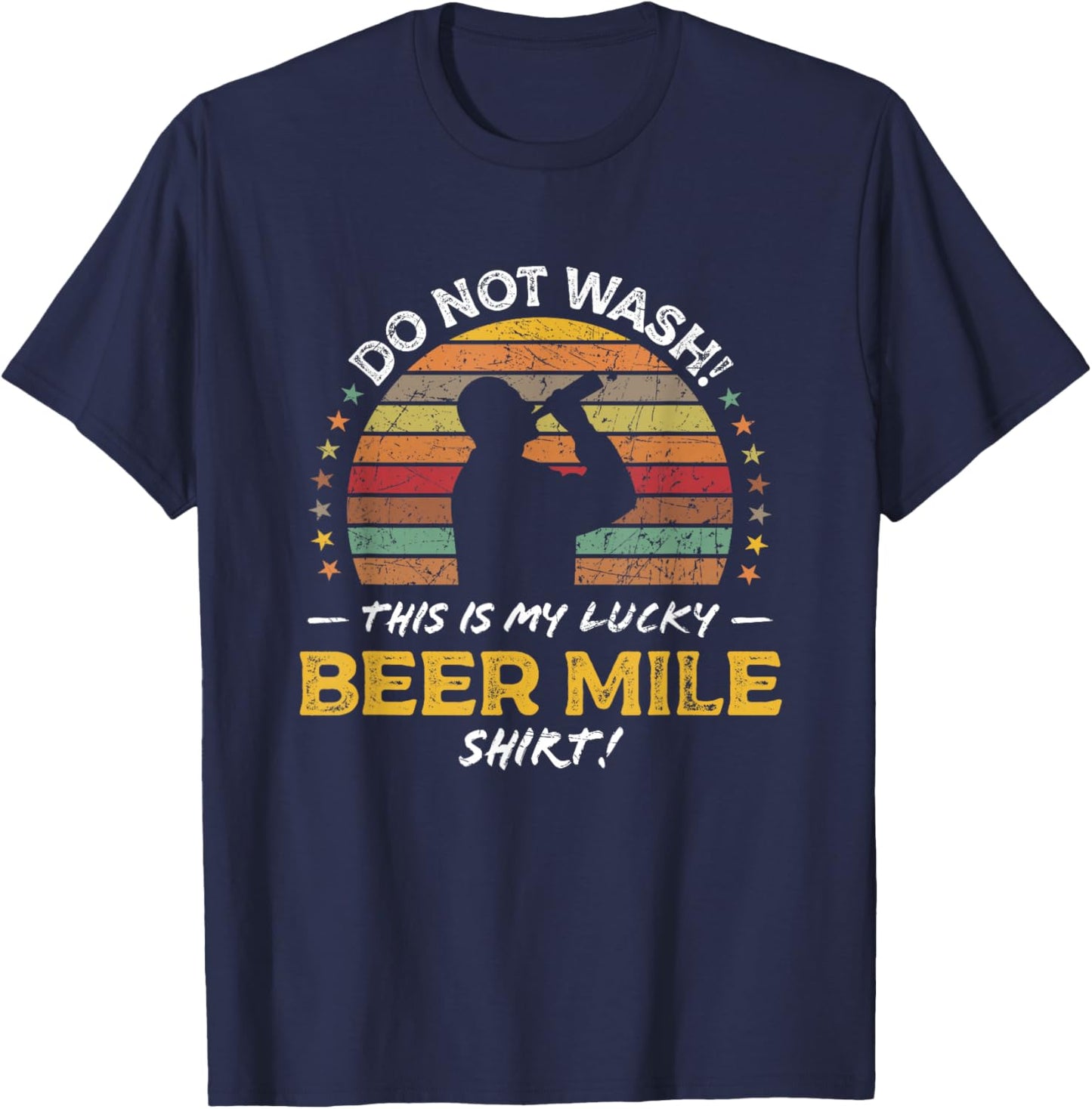 Funny Beer Mile Runner Quote Graphic T-Shirt - T-Shirt | Navy