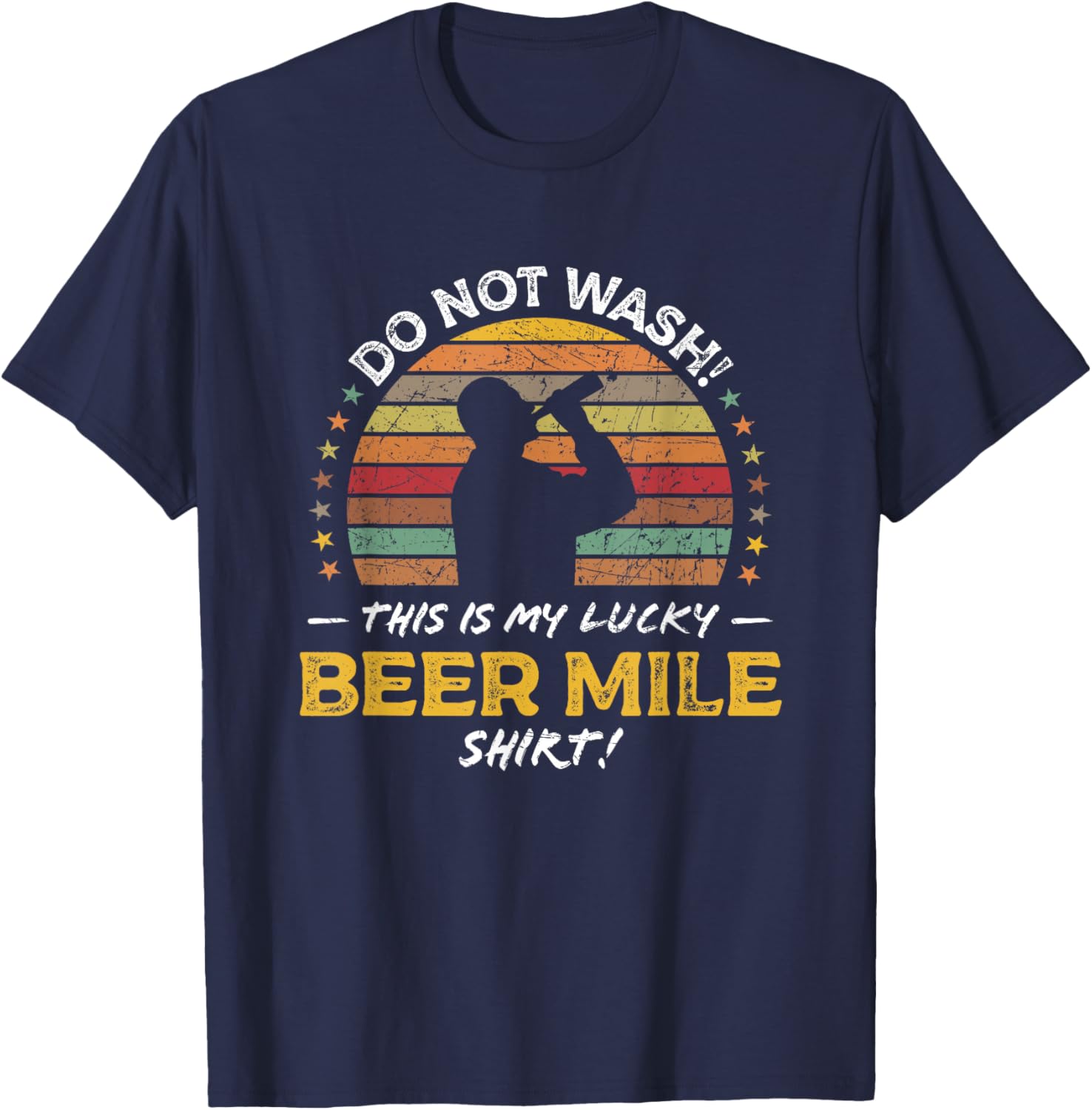 Funny Beer Mile Runner Quote Graphic T-Shirt - T-Shirt | Navy