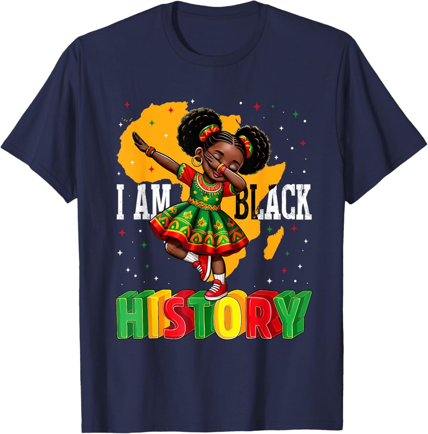 African American Girl Kid I Am Black History Month T-Shirt - T-Shirt | Navy
