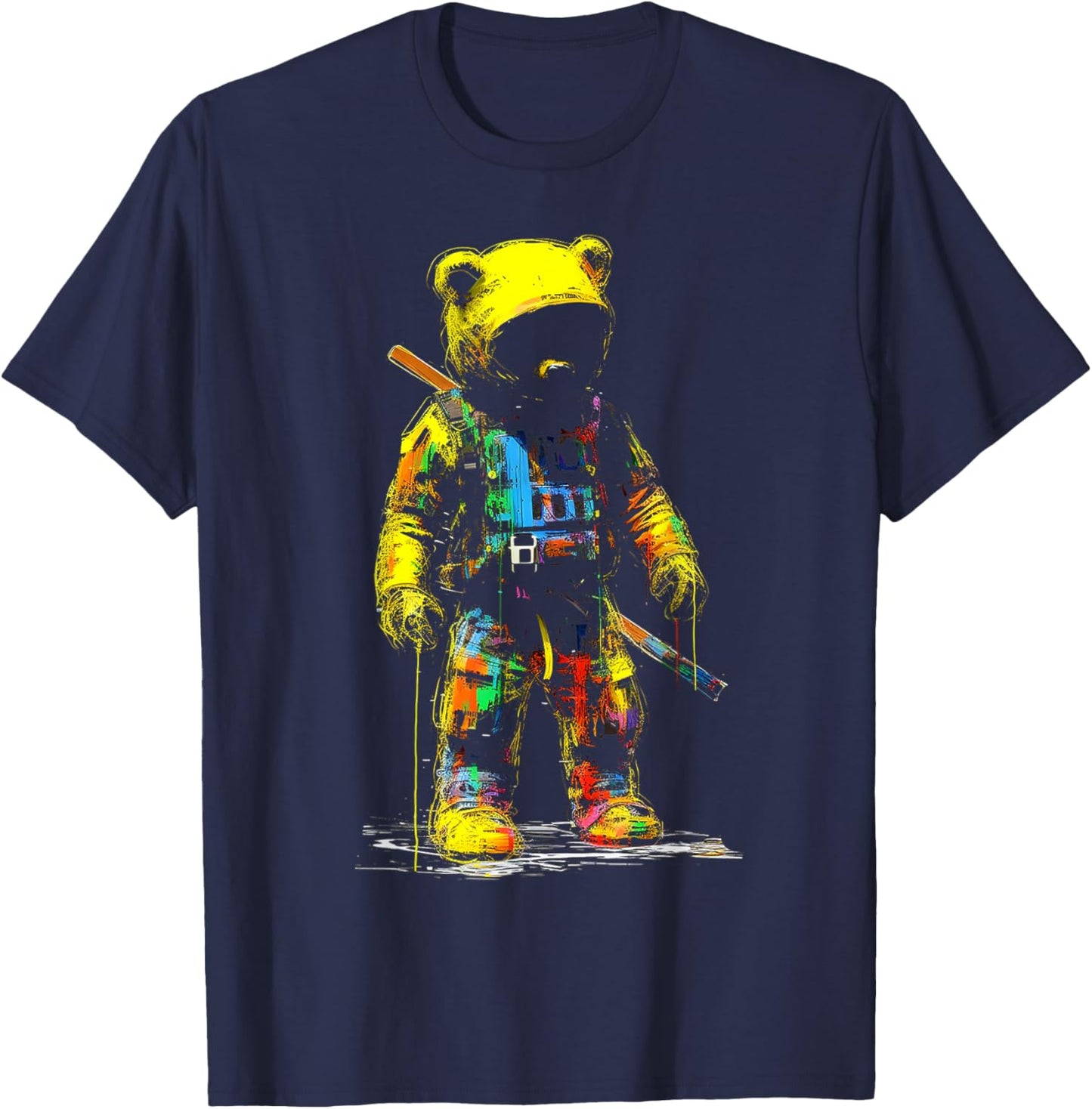 Bear Painting Drawing Colorful Animal Art Bear T-Shirt - T-Shirt | Navy