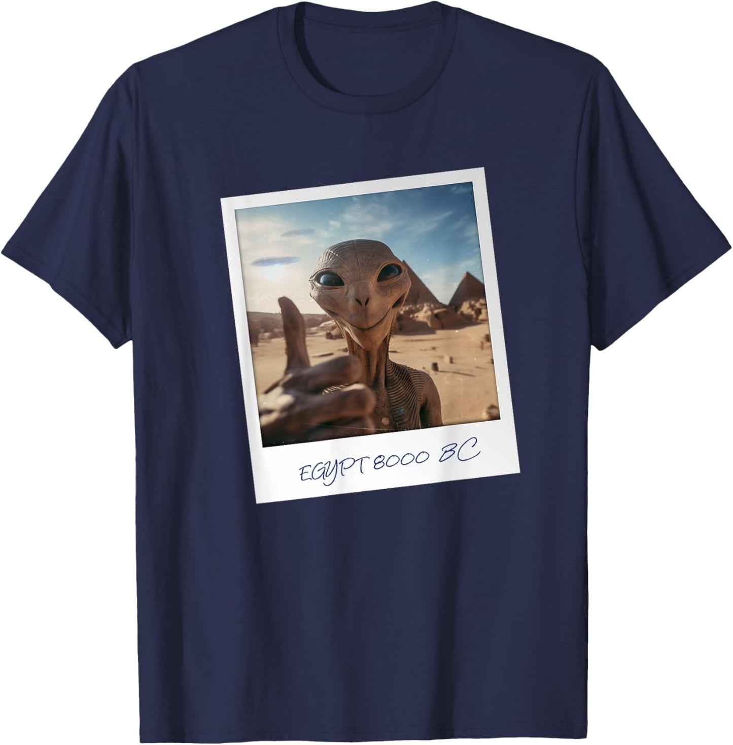 Aliens Building Pyramids UFO Conspiracy Theory Sarcasm T-Shirt - T-Shirt | Navy