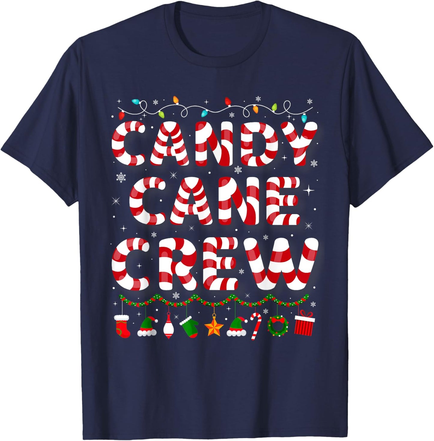 Candy Cane Crew Funny Christmas Candy Cane Lover Xmas Pajama T-Shirt - T-Shirt | Navy