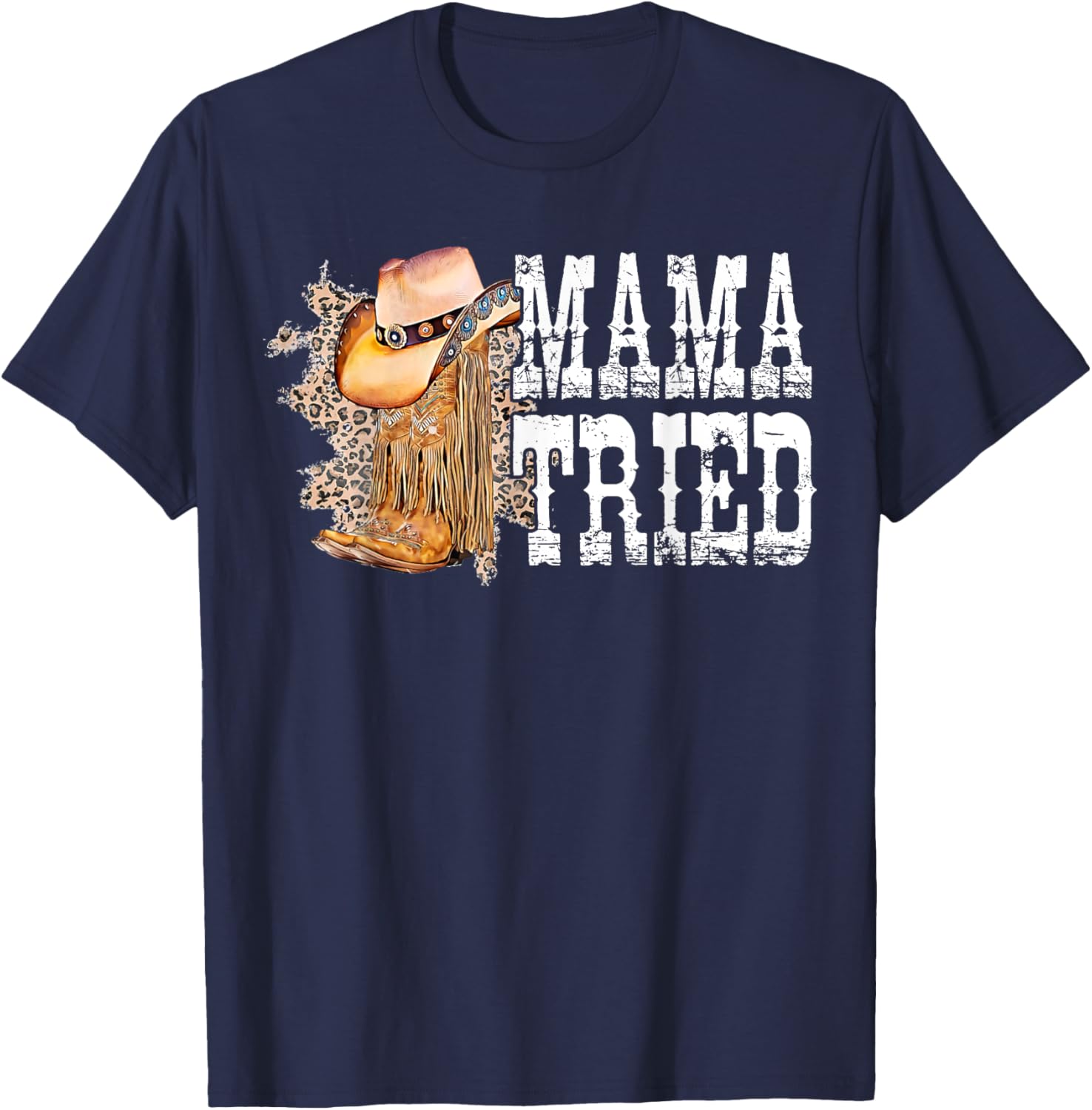 Mama-Tried Country Outlaw Music Mothers Day Cowgirl T-Shirt - T-Shirt | Navy