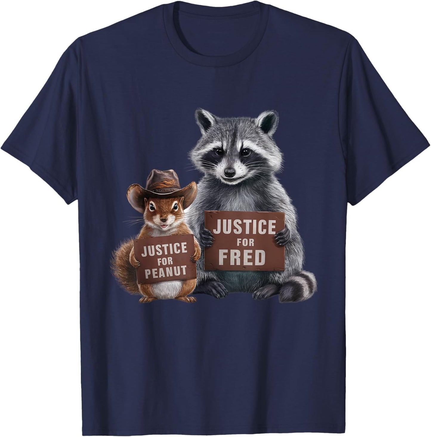 Justice For Peanut And Fred -Kids Black Cartoon Classic T-Shirt - T-Shirt | Navy