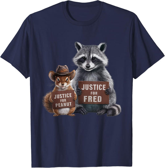 Justice For Peanut And Fred -Kids Black Cartoon Classic T-Shirt - T-Shirt | Navy