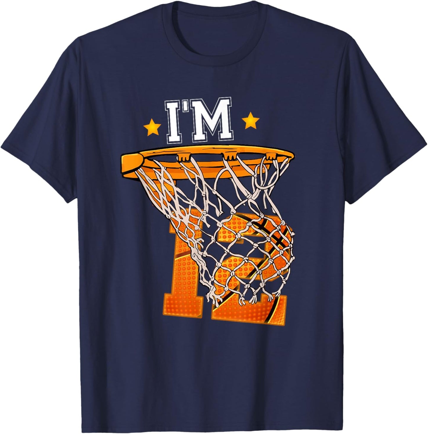 12th Birthday Basketball Shirt I'm 12 Boy Girl 12th Birthday T-Shirt - T-Shirt | Navy