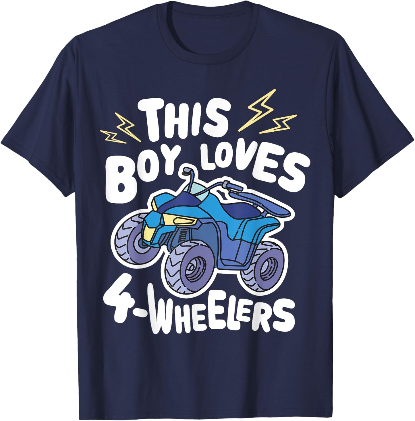 ATV Quad Biking Graphic - This Boy Loves 4 Wheelers T-Shirt - T-Shirt | Navy